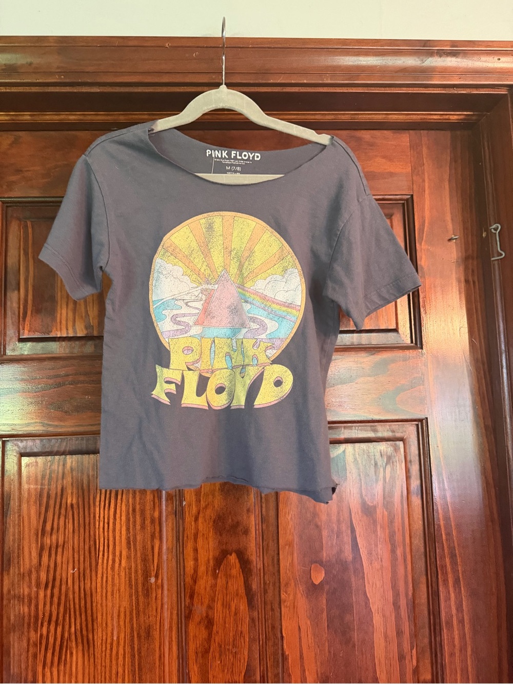 Pink Floyd Kids Short Sleeve Tee in Charcoal with Yellow & Blue Graphic